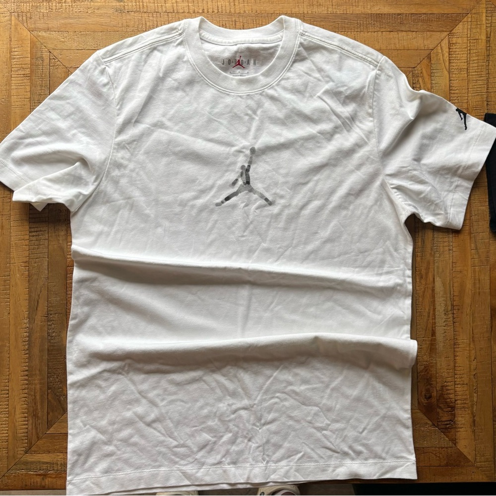 Nike White Tee with Gray Jumpman Logo
